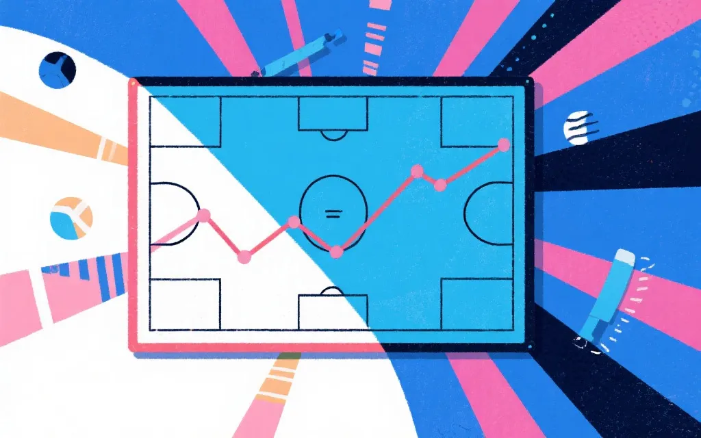 战术板与球员体能指标的抽象插画，体现隐性变量